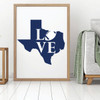 Love Texas Football Vinyl Wall Decal - Athlete or Fan Gift for Bedroom, Living Room, Office, Playroom or Man Cave