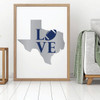 Love Texas Football Vinyl Wall Decal - Athlete or Fan Gift for Bedroom, Living Room, Office, Playroom or Man Cave