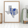 Love Texas Football Vinyl Wall Decal - Athlete or Fan Gift for Bedroom, Living Room, Office, Playroom or Man Cave
