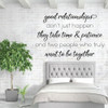 Love Wall Decal - Good Relationships Don't Just Happen - Inspirational Vinyl Quotes for Bedroom, Living Room or Home Decoration