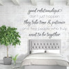 Love Wall Decal - Good Relationships Don't Just Happen - Inspirational Vinyl Quotes for Bedroom, Living Room or Home Decoration