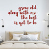 Love Wall Decal - Grow Old Along With Me - Vinyl Decor for Bedroom, Home, Living Room or Family Room