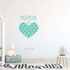 Mermaid Themed Heart Silhouette Wall Decal - Vinyl Decor for Girl's Bedroom, Bathroom, Playroom or Nursery Decoration