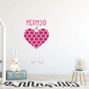 Mermaid Themed Heart Silhouette Wall Decal - Vinyl Decor for Girl's Bedroom, Bathroom, Playroom or Nursery Decoration