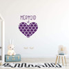 Mermaid Themed Heart Silhouette Wall Decal - Vinyl Decor for Girl's Bedroom, Bathroom, Playroom or Nursery Decoration