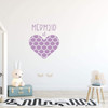 Mermaid Themed Heart Silhouette Wall Decal - Vinyl Decor for Girl's Bedroom, Bathroom, Playroom or Nursery Decoration