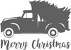 Merry Christmas Wall Decal - Chevy Truck with Pine Tree - Holiday Vinyl Decor for Living Room or Home Decoration