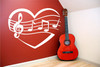 Music Decals - Musical Notes Within a Heart - Music Notes Wall Decor For the Music Room, Band Hall, and Home or Office