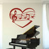 Music Room Decor - Wall Decal with Heart Design - Vinyl Sticker for Musician Gifts, Bedroom, Playroom or Studio Decoration