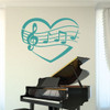 Music Room Decor - Wall Decal with Heart Design - Vinyl Sticker for Musician Gifts, Bedroom, Playroom or Studio Decoration