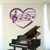 Music Room Decor - Wall Decal with Heart Design - Vinyl Sticker for Musician Gifts, Bedroom, Playroom or Studio Decoration