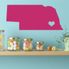 Nebraska State Decal - Cornhusker State Vinyl Wall Art - Silhouette with Lincoln (Capital City) Marked with Heart