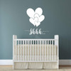 Nursery Wall Decal - "SHHH..." Lettering and Large Hearts - Elegant Vinyl Wall Decor for Baby's Room - Crib Accent for Newborn Boy or Girl