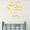 Nursery Wall Decal - He Counts The Star - Christian Vinyl Decorations for Baby's Bedroom, Playroom or Study Area