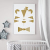 Nursery Wall Decal - Tiger With Top Hat - Vinyl Decorations for Bedroom, Playroom or Study Area