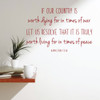 Patriotic Decals - If Our Country is Worth Dying - Hamilton Fish Quote - Vinyl Wall Art for Home, Office, or Classroom