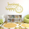 Playroom Wall Decals - Sunshine Makes Me Happy - Nursery Wall Art, Wall Decor for Kitchen, or Dining Room, Sunshine Wall Art