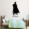 Robin Hood Warrior Hero Personalized Vinyl Wall Decals for Boys Bedroom, Playroom, Birthday Sticker Silhouette of Caped Swordsman