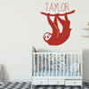 Sloth Wall Decal - Personalized Animal Jungle Theme Vinyl Sticker Decoration for Children's Bedroom, Playroom or Baby Nursery
