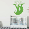 Sloth Wall Decal - Personalized Animal Jungle Theme Vinyl Sticker Decoration for Children's Bedroom, Playroom or Baby Nursery