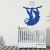 Sloth Wall Decal - Personalized Animal Jungle Theme Vinyl Sticker Decoration for Children's Bedroom, Playroom or Baby Nursery