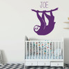 Sloth Wall Decal - Personalized Animal Jungle Theme Vinyl Sticker Decoration for Children's Bedroom, Playroom or Baby Nursery