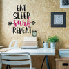 Surfing Wall Decor - Eat Sleep Surf Repeat - Wall Decals for Home Decor, Bedroom, Playroom, Dorm Or Beach House - Surfer Gift.
