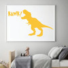 T REX Wall Decal - RAWR - Dinosaur Silhouette Vinyl Sticker Decor for Boys Room or Playroom Decoration