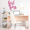 Teenager Wall Decal | Girl Boss Vinyl Cursive Lettering for Teens and Tweens or Adult Women | Pink, Purple, Black, White, Other Colors