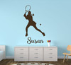 Tennis Wall Decals - Personalized Female Tennis Player (Long Hair) - Sport Wall Decals, Gifts For Tennis Players, Sports Wall Art For the Home, Locker Room, or Personalized Wall Decals For the Bedroom