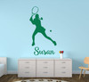 Tennis Wall Decals - Personalized Female Tennis Player (Long Hair) - Sport Wall Decals, Gifts For Tennis Players, Sports Wall Art For the Home, Locker Room, or Personalized Wall Decals For the Bedroom