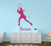 Tennis Wall Decals - Personalized Female Tennis Player (Long Hair) - Sport Wall Decals, Gifts For Tennis Players, Sports Wall Art For the Home, Locker Room, or Personalized Wall Decals For the Bedroom