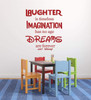Wall Decal - Laughter is Timeless, Imagination Has No Age, and Dreams Are Forever - Vinyl Sticker for Kids Playroom or Nursery, Boys or Girls Bedroom Decor