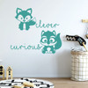 Wall Decal for Children - Clever Curious with Fox and Squirrel Design - Decoration for Bedroom, Playroom or Nursery Room