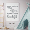 Wall Decal for Children - What Makes You Different - Inspirational Vinyl Quotes for Girls, Tween or Teen's Bedroom Decor
