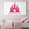 Wall Decal for Girl's Room - Fairytales Begin Here Princess Castle - Children Decoration for Bedroom or Playroom