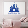 Wall Decal for Girl's Room - Fairytales Begin Here Princess Castle - Children Decoration for Bedroom or Playroom