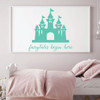 Wall Decal for Girl's Room - Fairytales Begin Here Princess Castle - Children Decoration for Bedroom or Playroom