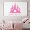 Wall Decal for Girl's Room - Fairytales Begin Here Princess Castle - Children Decoration for Bedroom or Playroom