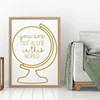You are Not Alone in this World - Globe Wall Decal with Inspirational Quote - Vinyl Decor for Home, Office or Classroom