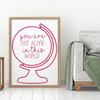 You are Not Alone in this World - Globe Wall Decal with Inspirational Quote - Vinyl Decor for Home, Office or Classroom
