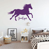 Running Horse with Personalized Name Vinyl Decal Sticker - Purple