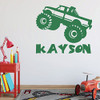 Monster Truck with Customized Name Vinyl Decal Stickers - Green