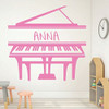 Grand Piano Wall Art - Personalized Name - Pink