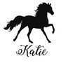 Prancing horse silhouette vinyl wall decal with personalized custom name