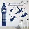 Peter Pan Scene Silhouettes and Big Ben Clock - Navy Blue