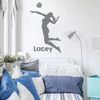 Woman Volleyball Player Spiking Wall Decal - Gray