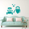 Wall e and Eve Wall Vinyl Decoration - Turquoise