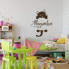 Hanging Cat with Personalized Name Vinyl - Brown