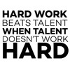 Hard work beats talent quote vinyl wall decal for locker room or bedroom